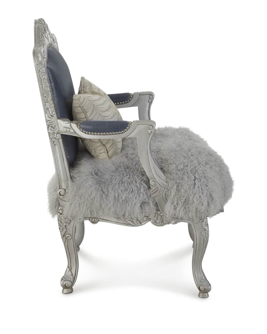 Image 3 of 5: Emory Leather & Sheepskin Bergere Chair