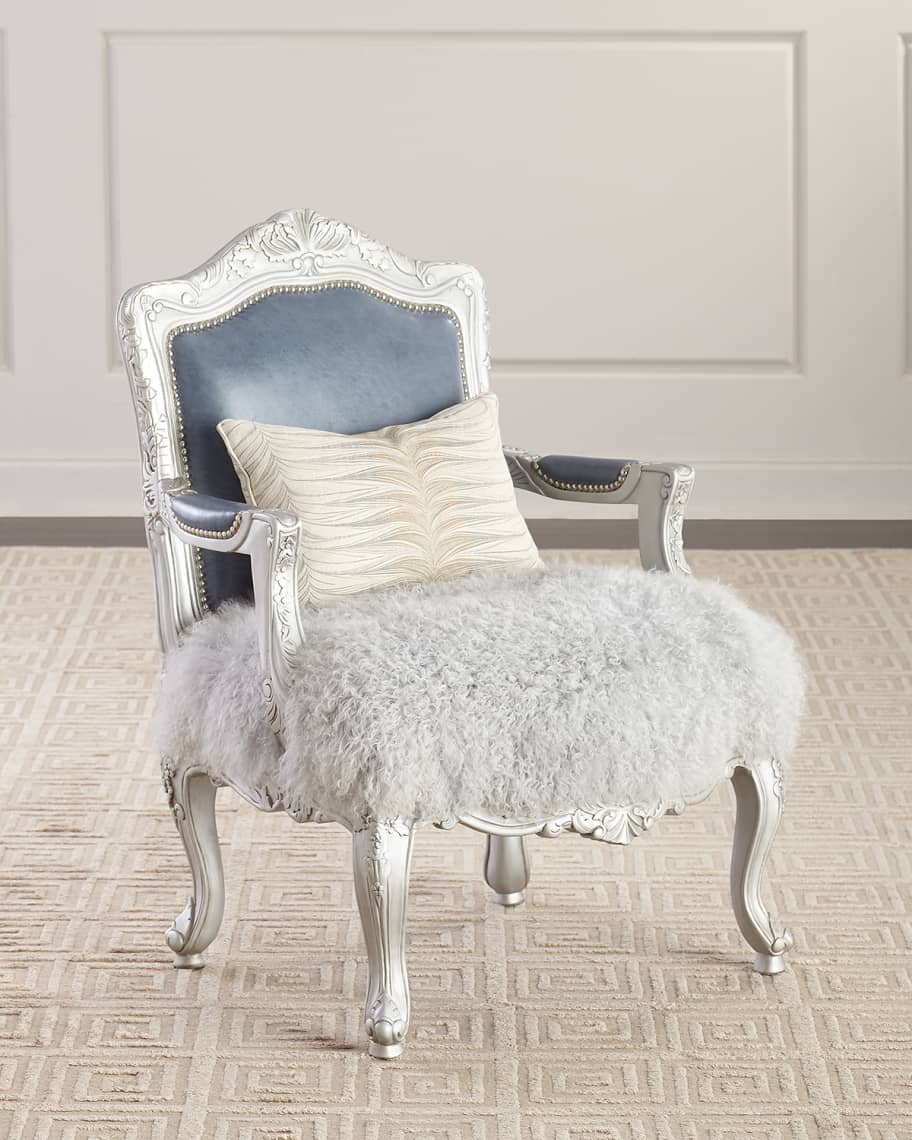 Image 1 of 5: Emory Leather & Sheepskin Bergere Chair