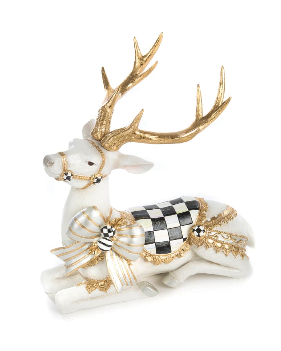 MacKenzie Childs White Bow Tie Resting Deer Horchow