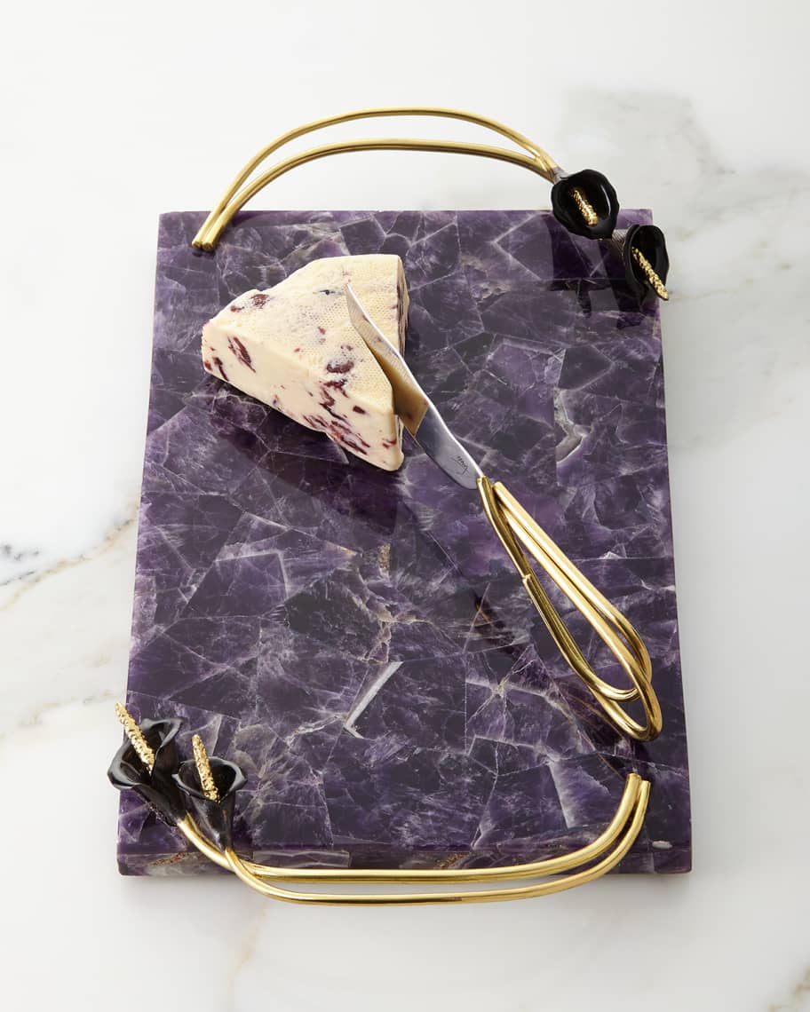 Image 1 of 2: Calla Lily Midnight Amethyst Small Cheese Board with Knife