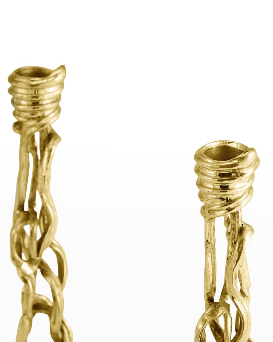 Image 3 of 4: Wisteria Gold Candleholders, Set of 2