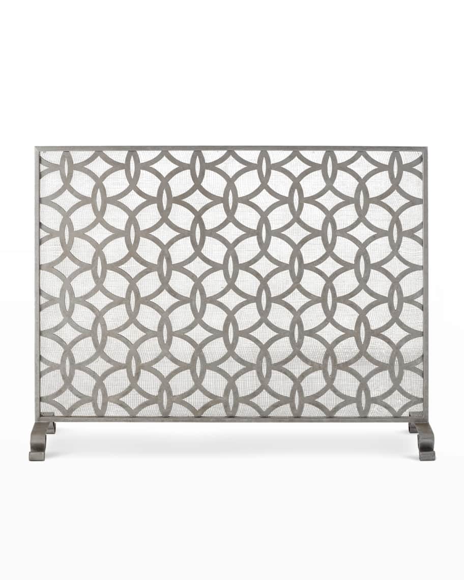 Image 2 of 2: Circle & Diamond Geometric Single Panel Fireplace Screen