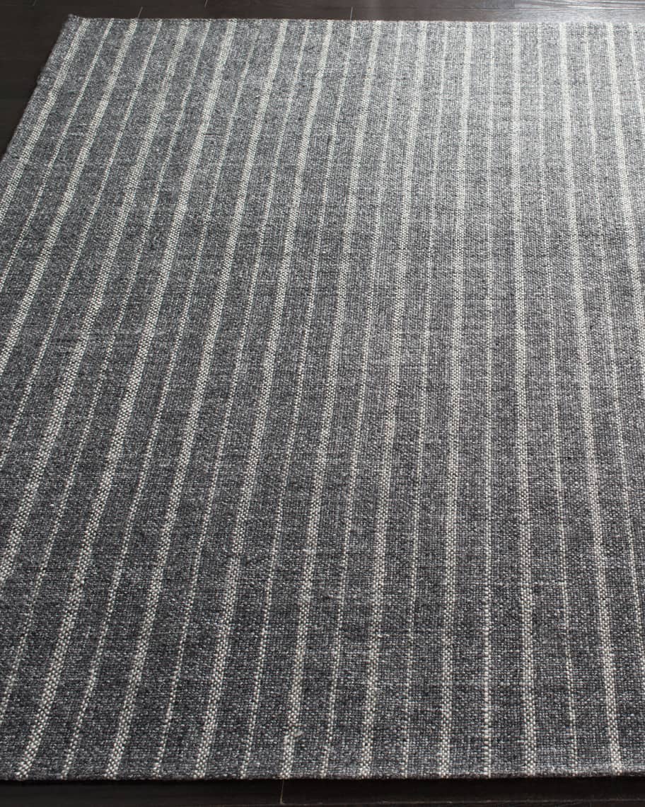 Image 2 of 2: Miles Charcoal Stripe Flat Weave Rug, 4' x 6'