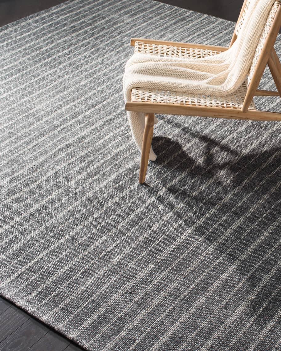 Image 1 of 2: Miles Charcoal Stripe Flat Weave Rug, 4' x 6'