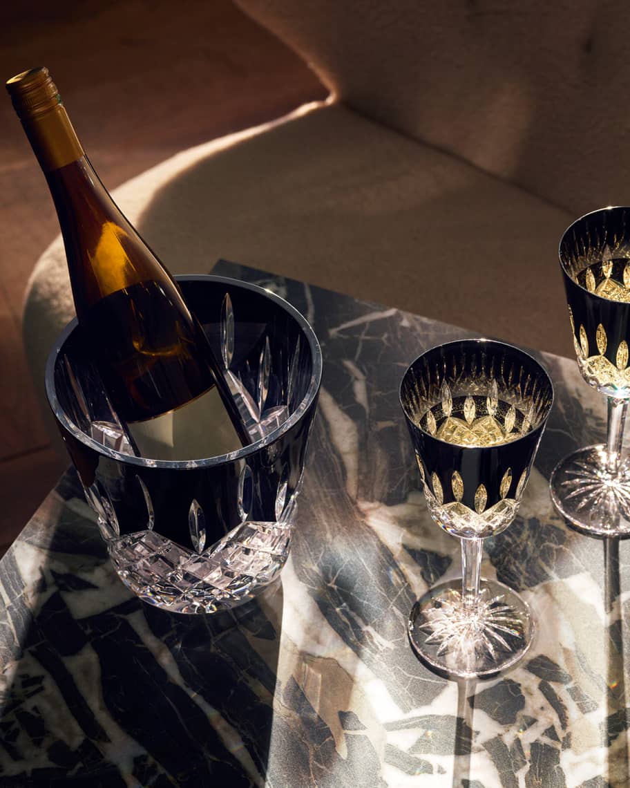 Image 3 of 3: Lismore Black Crystal Goblets, Set of 2