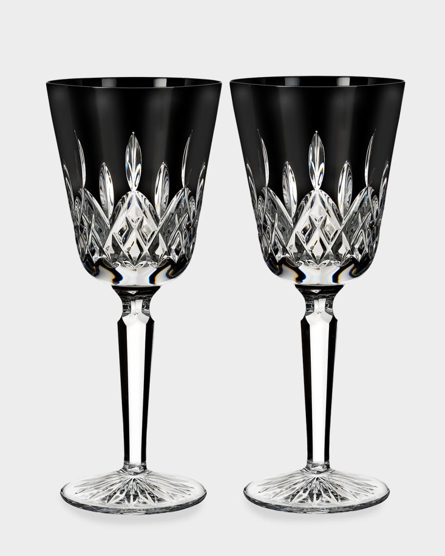 Image 1 of 3: Lismore Black Crystal Goblets, Set of 2