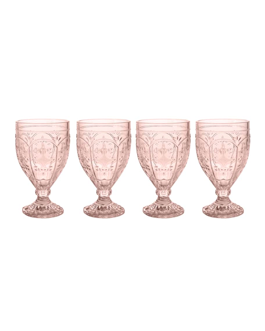 Fitz and Floyd Trestle Set of 4 Blush Highball Glasses