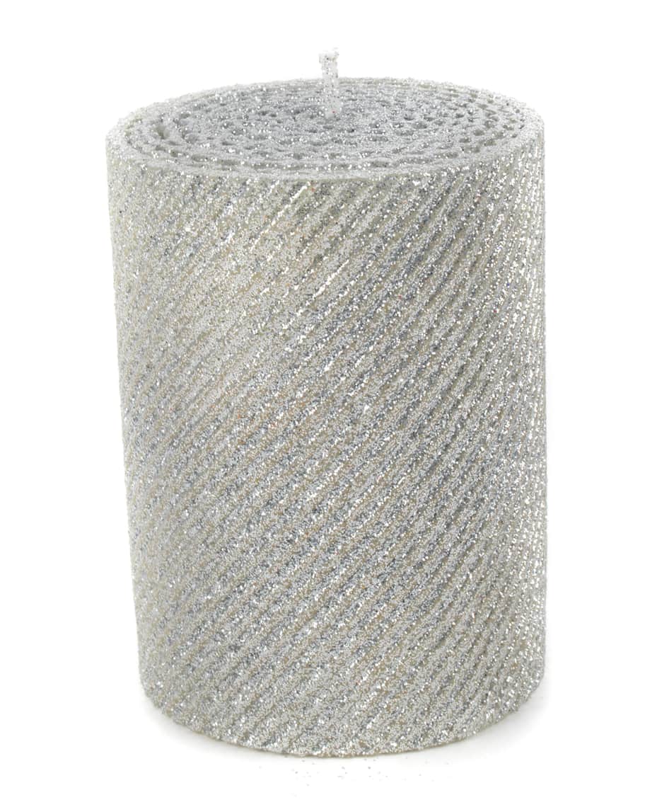 MacKenzieChilds Silver Shimmer Pillar Candle