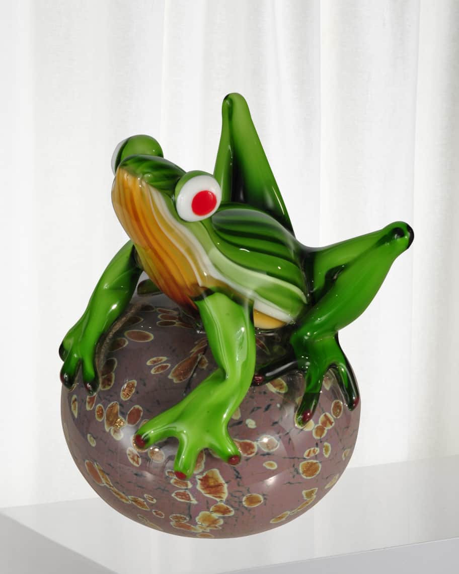 Dale Tiffany Frog on Ball Art Glass Sculpture
