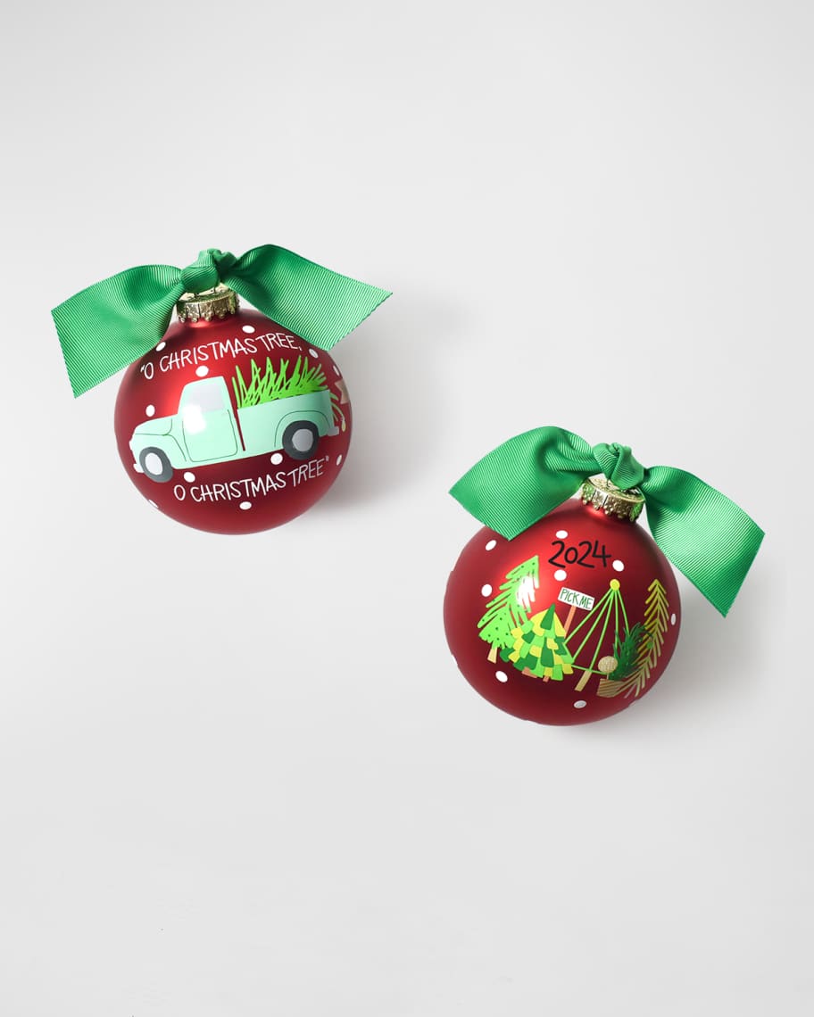 Image 2 of 3: O Christmas Tree Glass Ornament with Stand