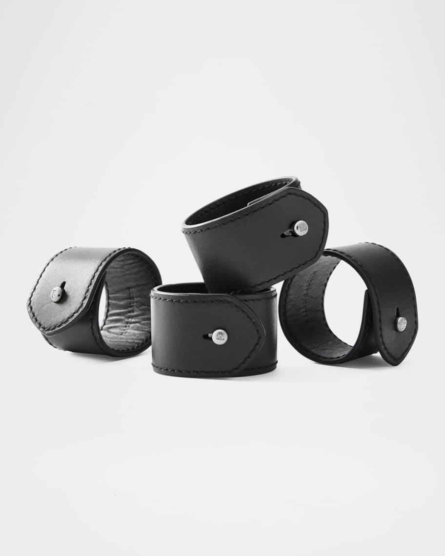 Image 1 of 2: Wyatt Leather Napkin Rings, Set of 4
