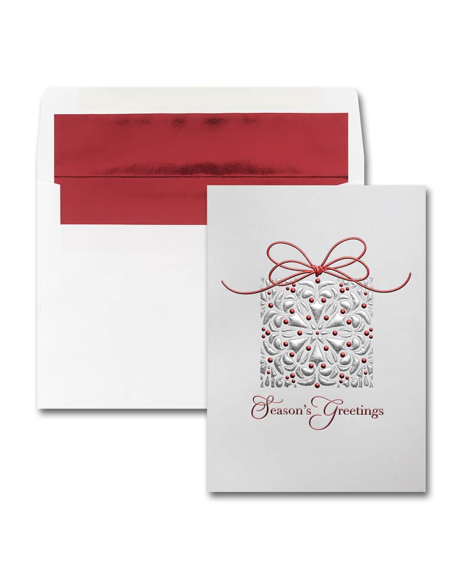 Image 1 of 1: 25 Festive Package Greeting Cards with Printed Envelopes