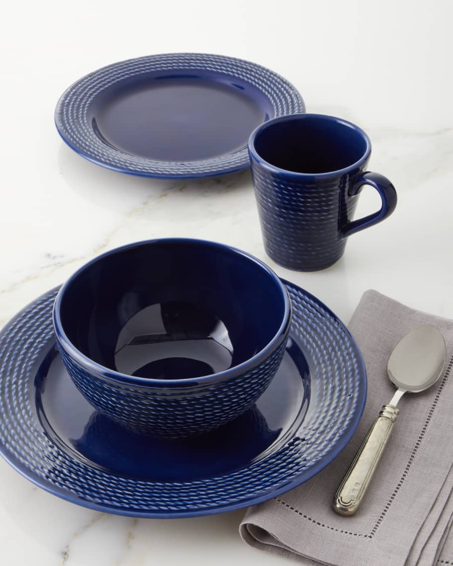 Image 1 of 2: 16-Piece Cobalt Rope Dinnerware Set