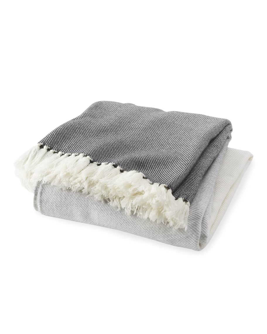 Brahms Mount Palermo Ombre Fringe Throw Blanket Horchow
