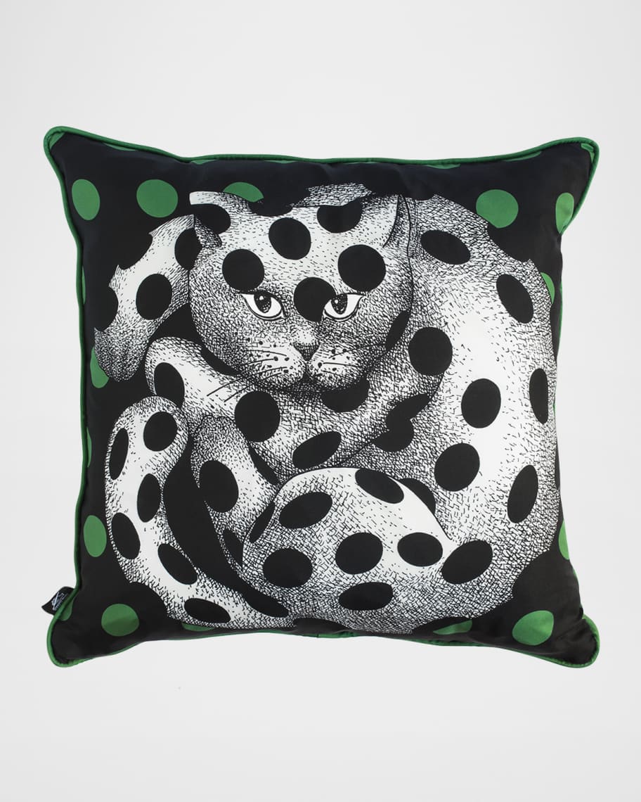 Image 1 of 2: Silk Cushion High Fidelity Spotted Cat