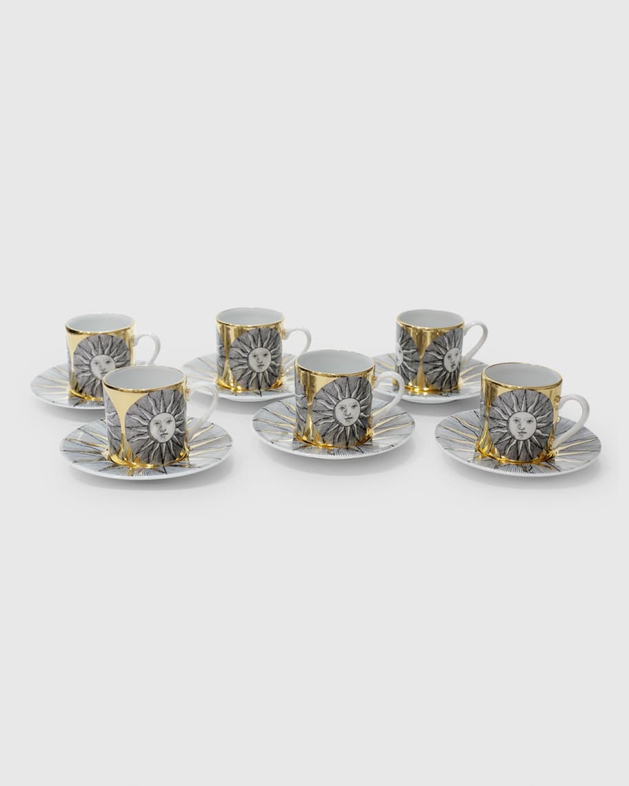 Fornasetti セット Fornasetti Set 6 Coffee Cups Sole Sunny Face | Horchow
