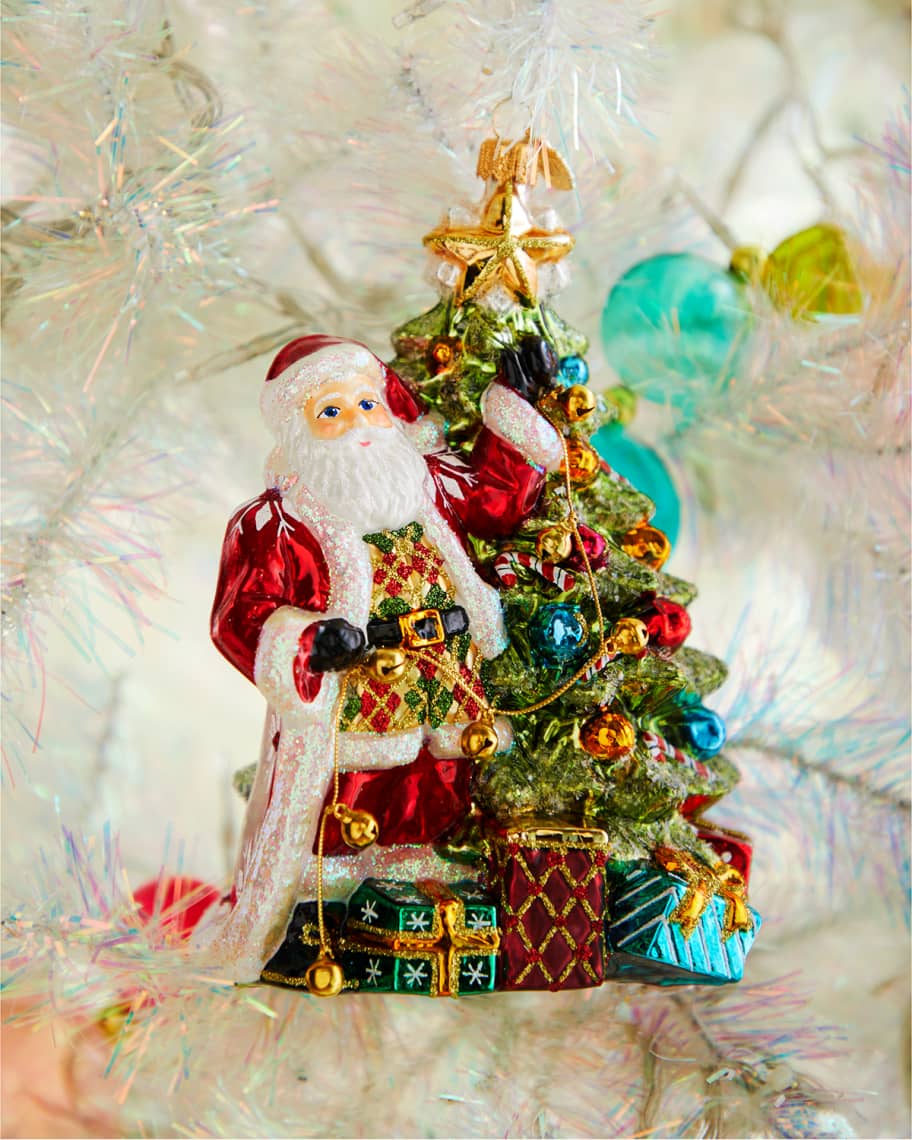 Image 1 of 1: John Huras Santa Decorating Christmas Tree Ornament