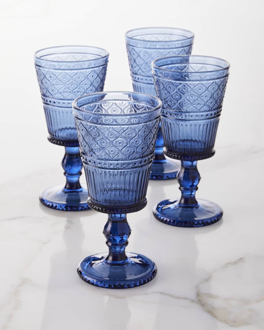 Godinger 27052 12 oz Claro Footed Mugs, Blue - Set of 4 