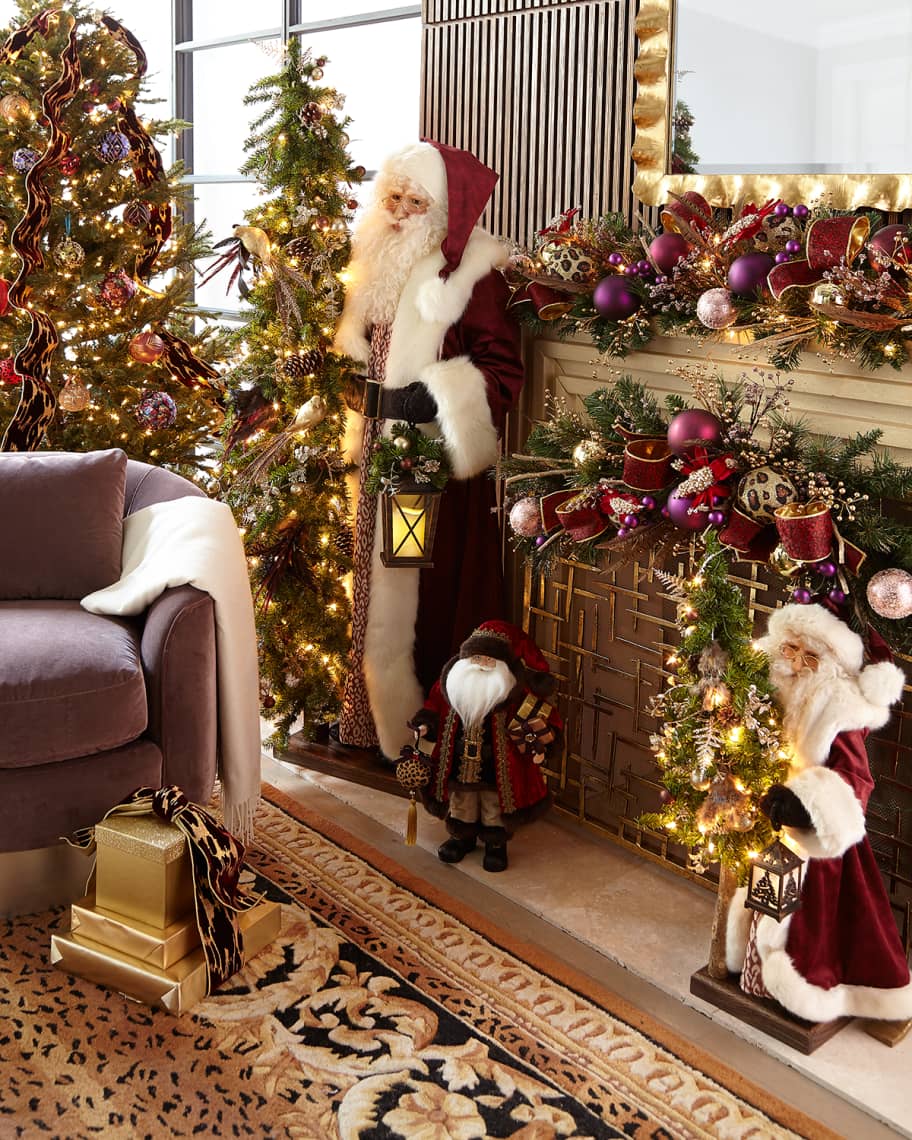 Image 2 of 2: Plum Wine Holiday White Santa with Lighted Christmas Tree, 57"