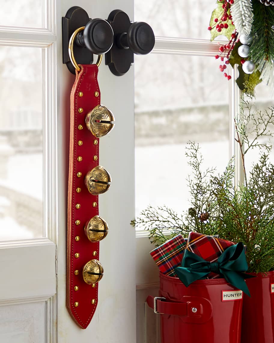 Belsnickel Enterprises 4 Solid Brass Jingle Bells on Red