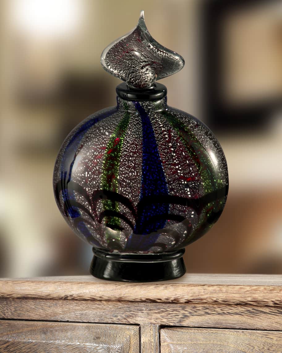 Image 1 of 2: Black Widow Hand-Blown Art Glass Perfume Bottle
