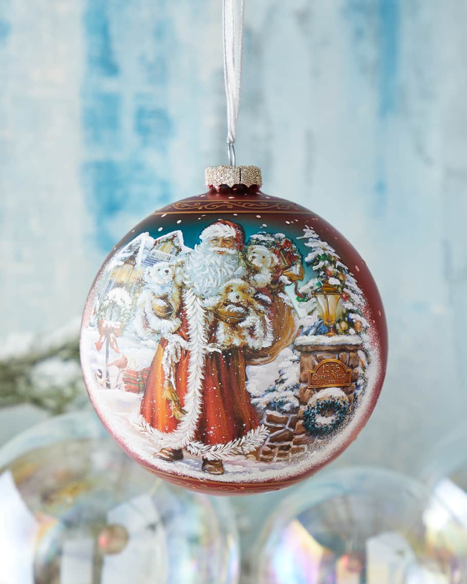 Image 1 of 1: Silent Night Santa, Limited Edition Glass Ball Ornament
