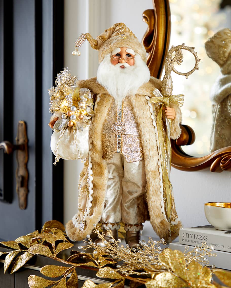 Karen Didion Originals Lighted Ivory Gold Elegance Santa | Horchow