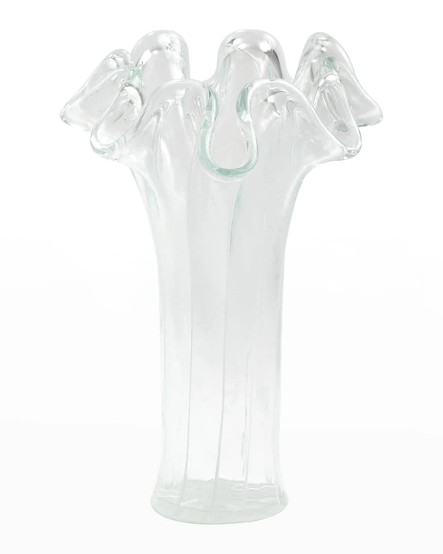 Vietri Onda Glass Clear W/ White Lines Tall Vase Horchow