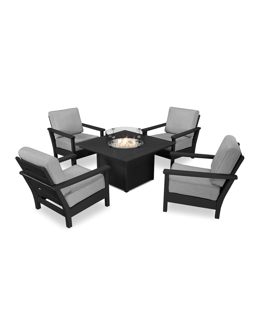 Image 1 of 1: All-Weather 5-Piece Conversation Set with Fire Pit Table