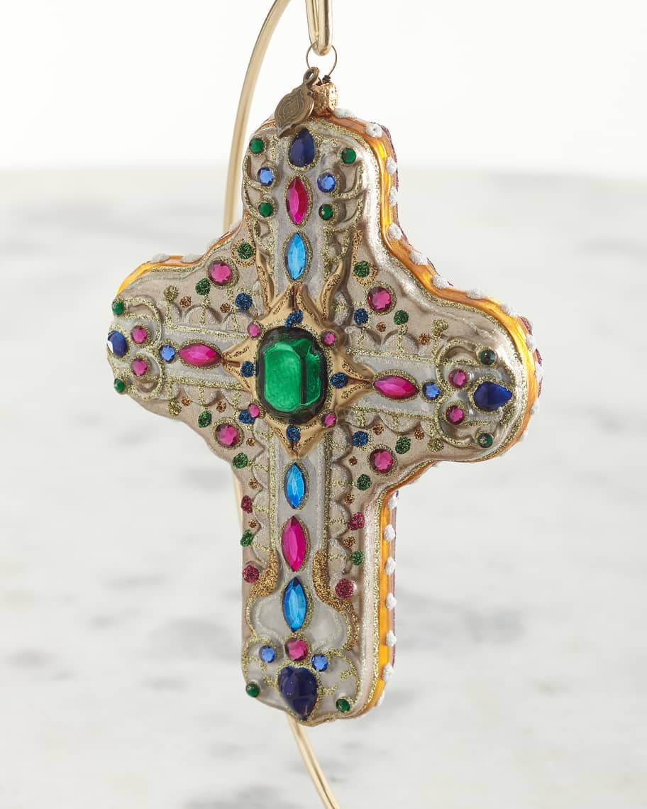 Image 2 of 2: Baroque Cross Glass Ornament