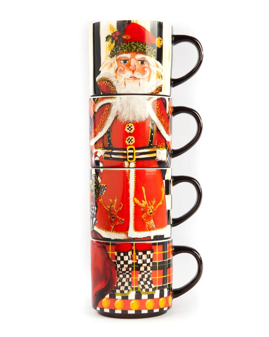 Image 1 of 2: Santa Nutcracker Stacking Mugs, Set of 4