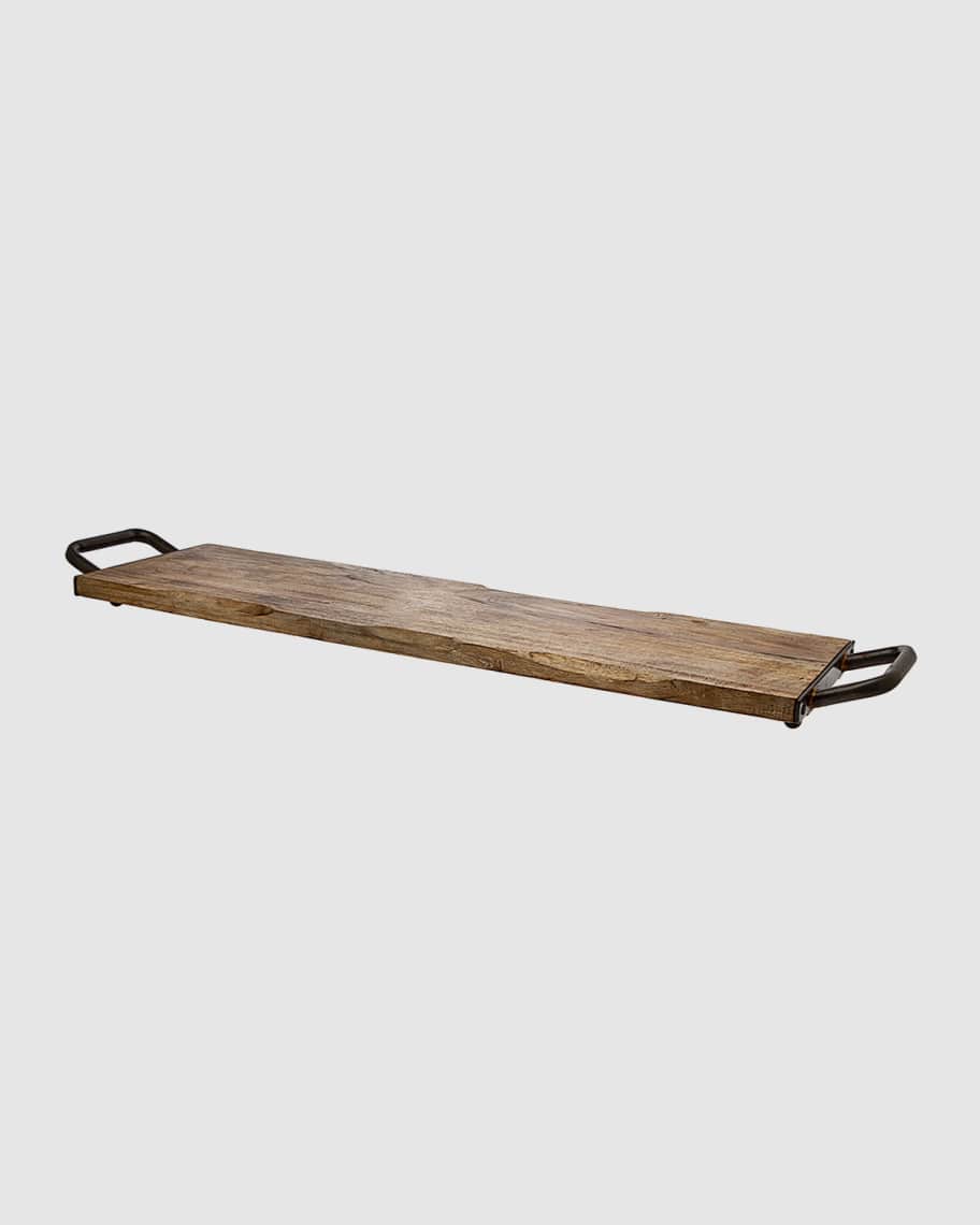 Image 1 of 1: 25" Long Wood Tray w/ Metal Handles