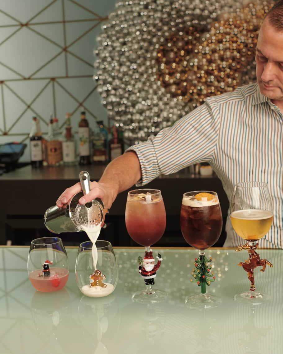 Image 2 of 3: Figural Santa Wine Glasses, Set of 2