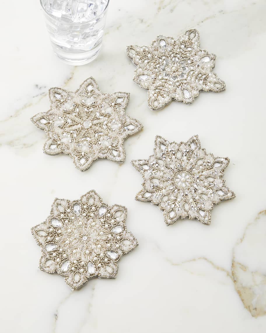 Image 1 of 2: Snowflake Coasters in a Gift Bag, Set of 4