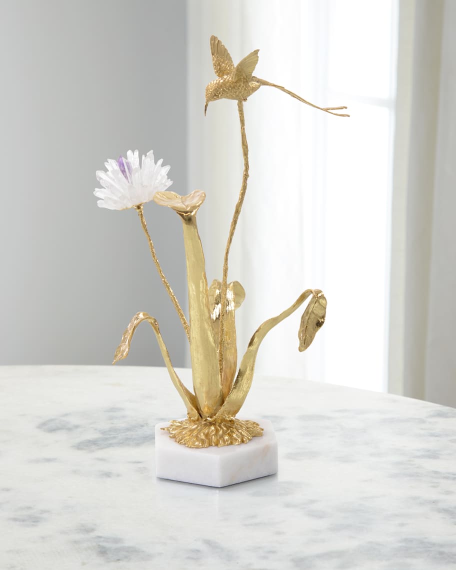 John-Richard Collection Flower & Hummingbird Sculpture | Horchow