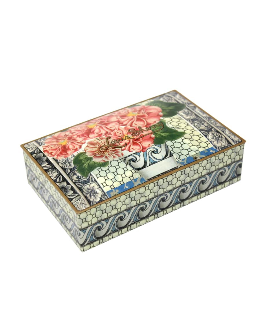 Image 1 of 1: Designer Collection John Derian Pink Flower Truffle Tin