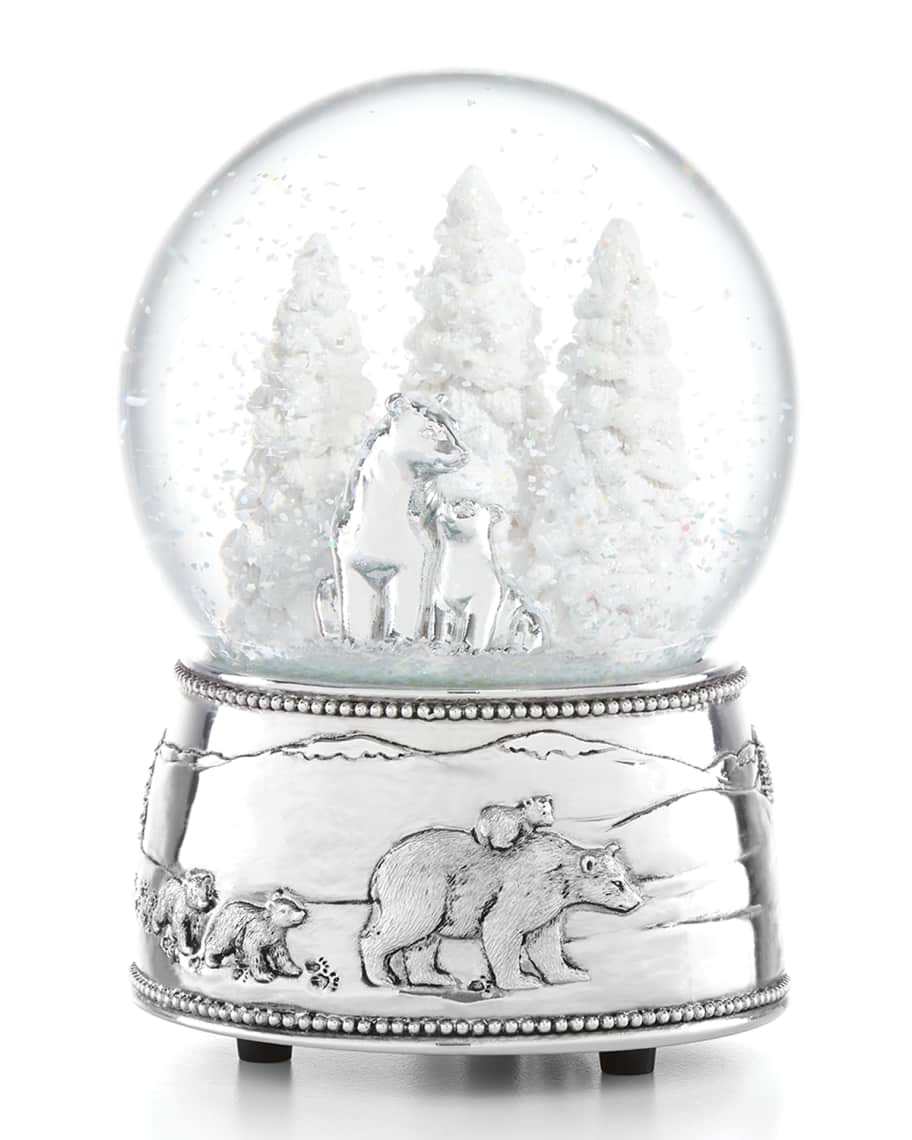 Image 2 of 2: Polar Bear & Cubs Musical Snow Globe
