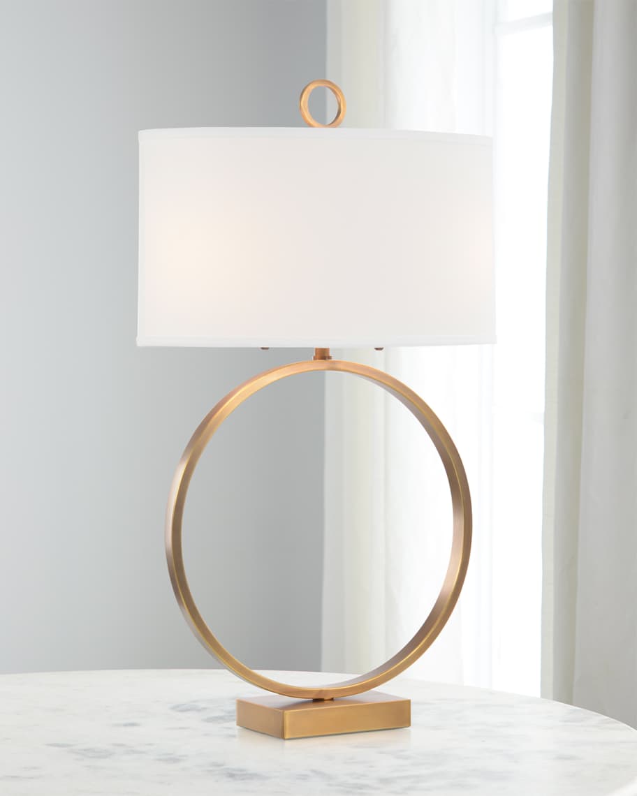 Image 2 of 2: Antique Brass Small Open-Ring Table Lamp