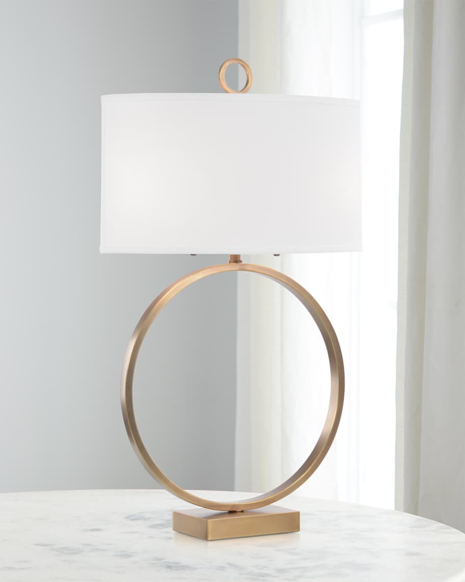 Image 1 of 2: Antique Brass Small Open-Ring Table Lamp