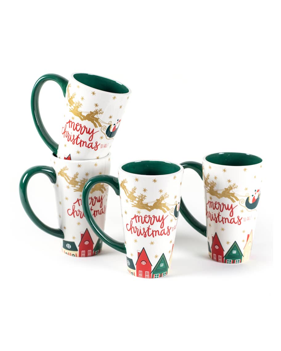 Image 1 of 1: Vintage Christmas Village Mugs, Set of 4