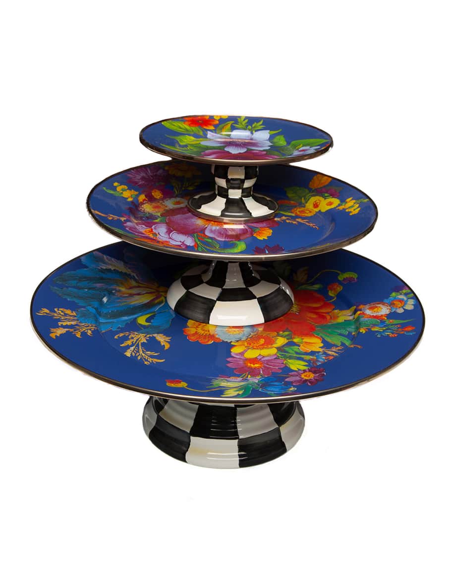 Image 2 of 2: Flower Market Mini Pedestal Platter Lapis
