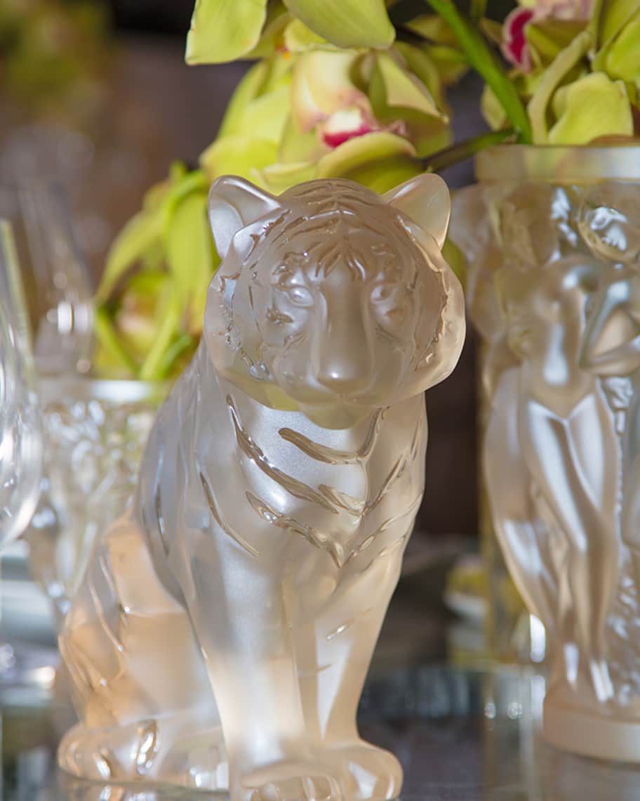 Image 2 of 3: Gold Sitting Tiger Grand Sculpture