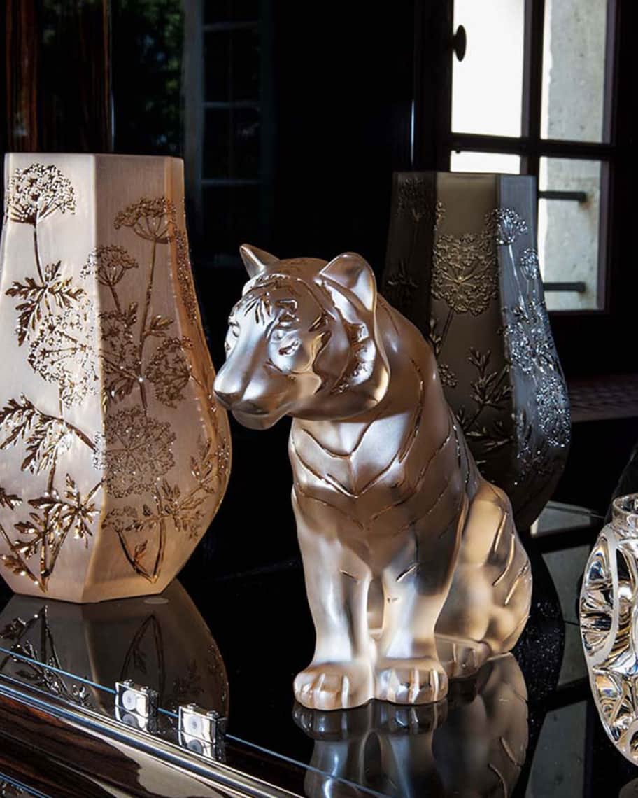 Image 3 of 3: Gold Sitting Tiger Grand Sculpture