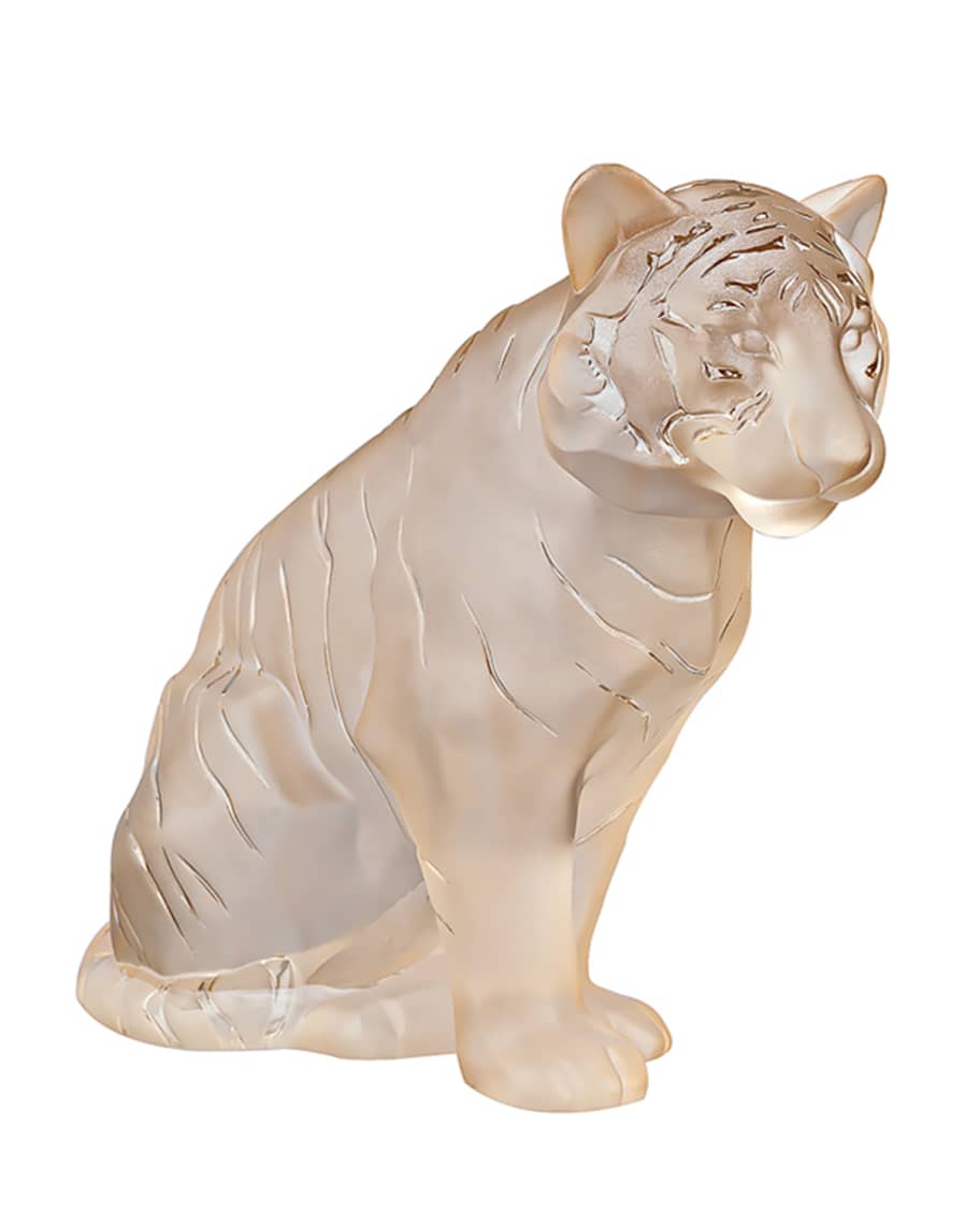 Image 1 of 3: Gold Sitting Tiger Grand Sculpture