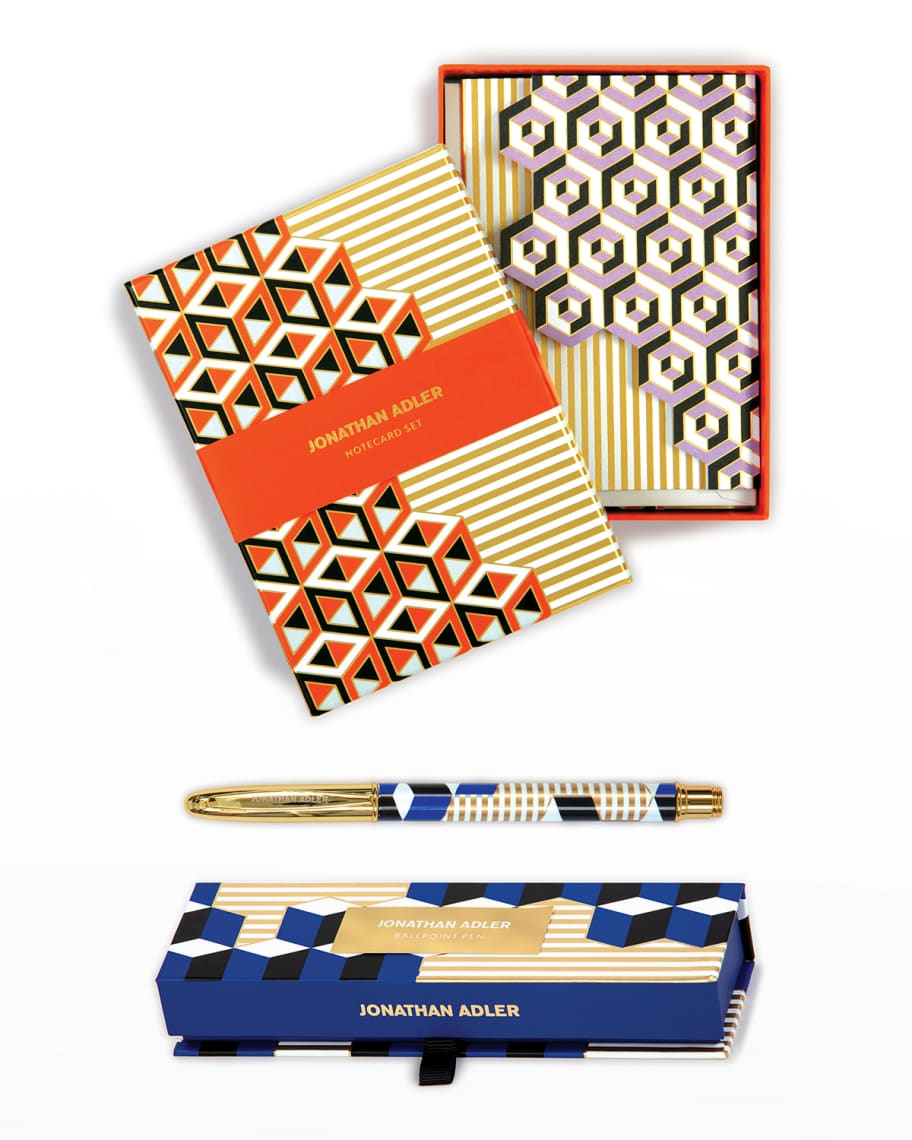 Image 1 of 1: Jonathan Adler Versailles Cube Boxed Pen and Boxed Diecut Notecard Set