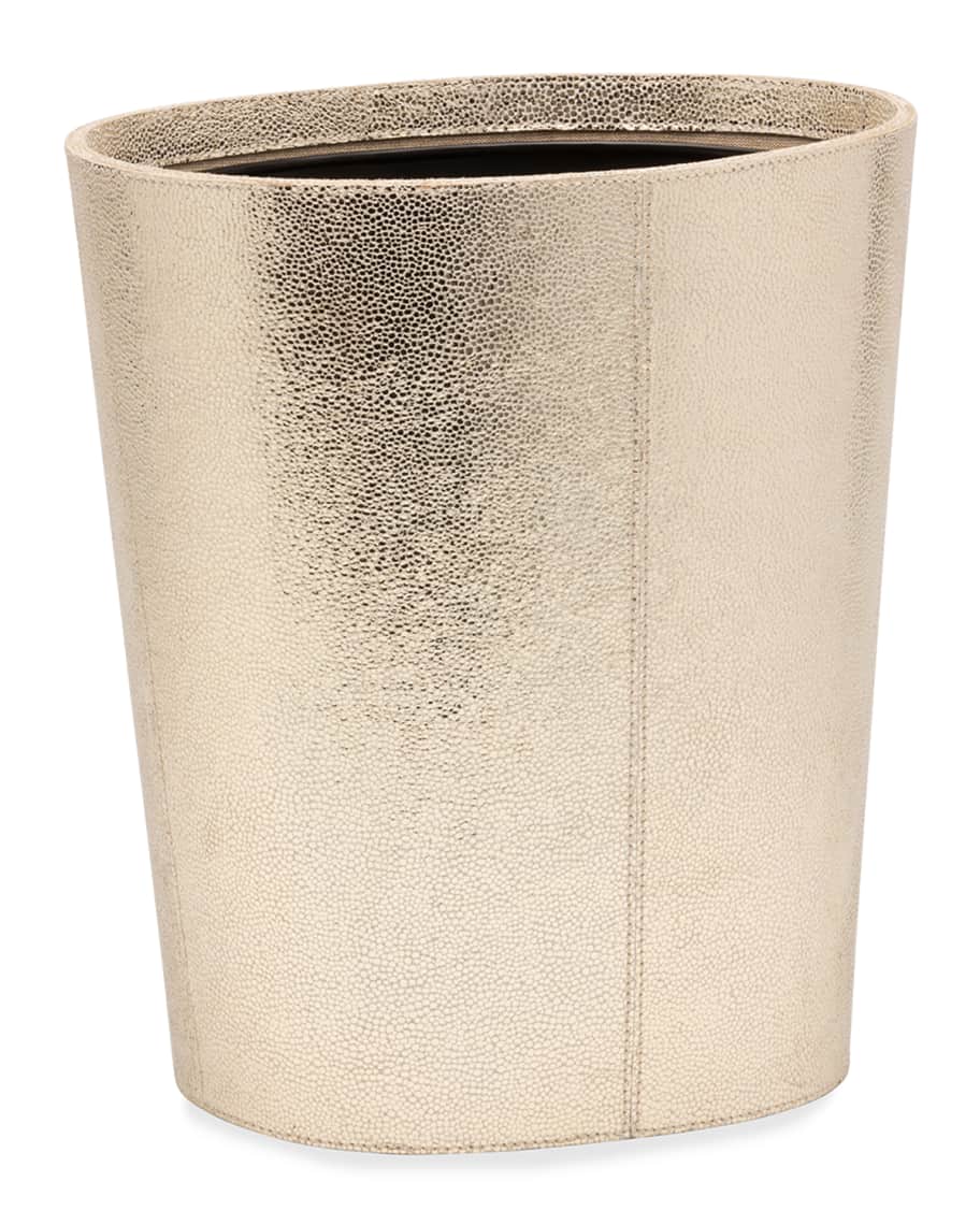 Image 2 of 2: Viana Leather Oval Wastebasket