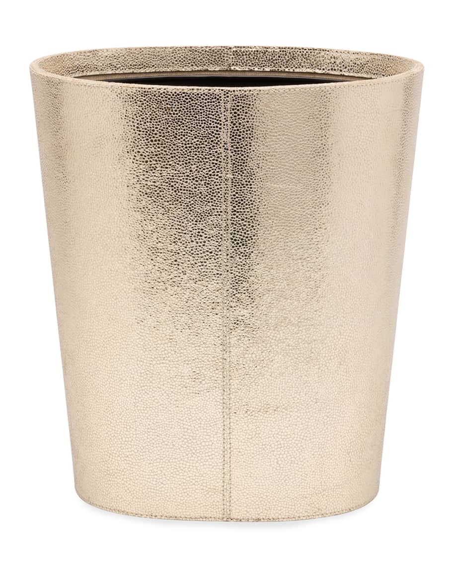 Image 1 of 2: Viana Leather Oval Wastebasket