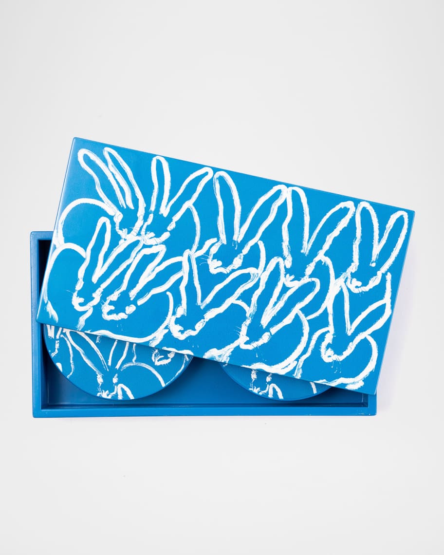 Image 1 of 1: Blue Bunny Lacquer Coaster Box Set - 6 Coasters