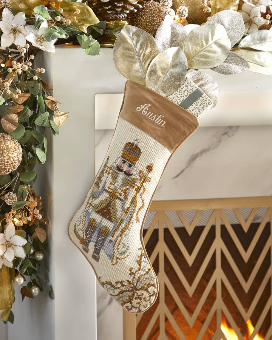 Image 1 of 1: Personalized Nutcracker Needlepoint Christmas Stocking