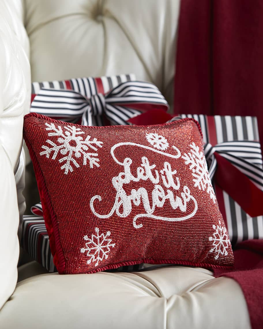 Sudha Pennathur Let It Snow Beaded Decorative Christmas Pillow Horchow